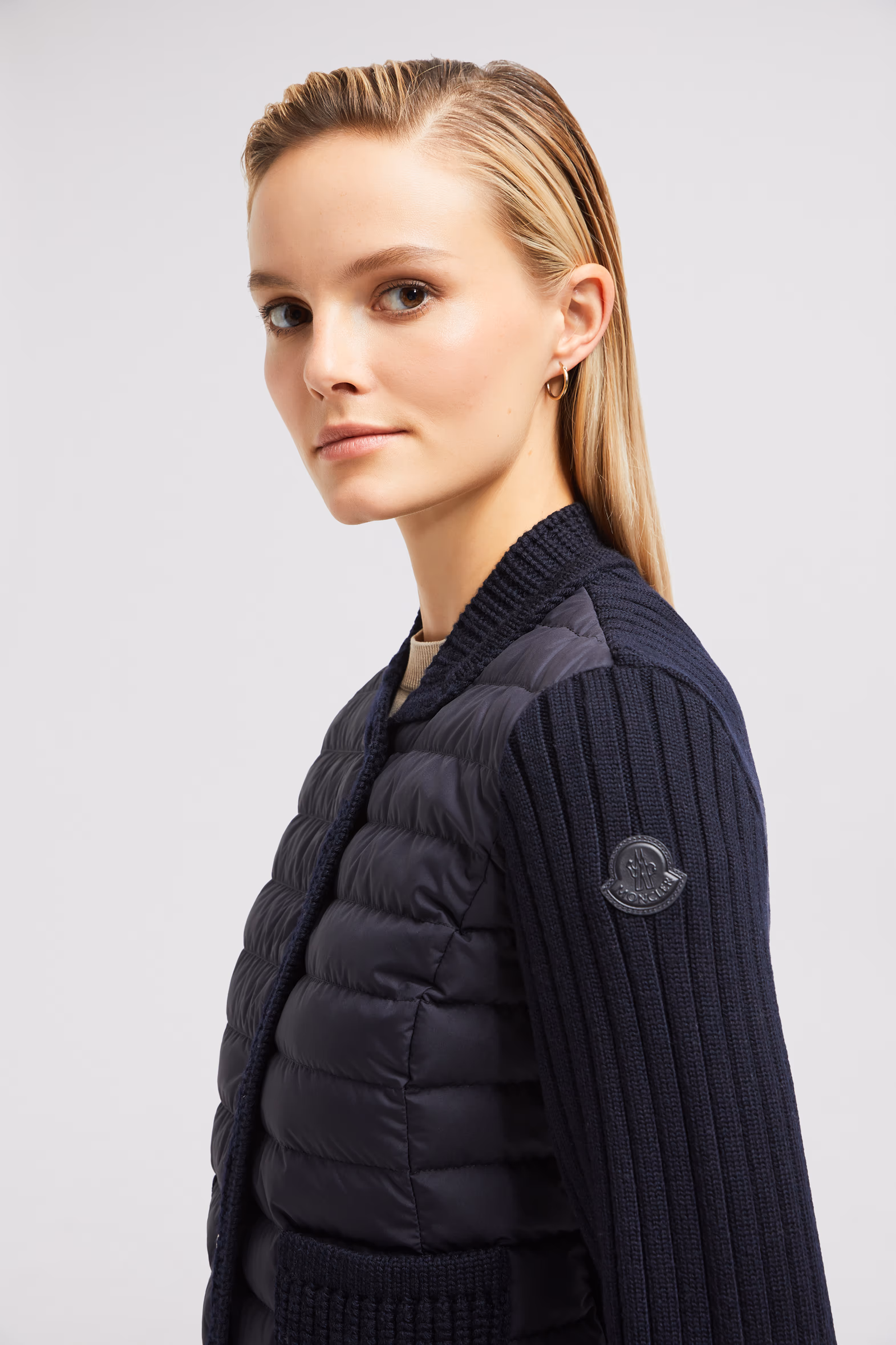 Padded Wool Cardigan Women Navy Blue Moncler 4